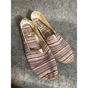 Mad Love Shoes Womens Size 11 Multicolor Striped Canvas Slip On Flats Casual